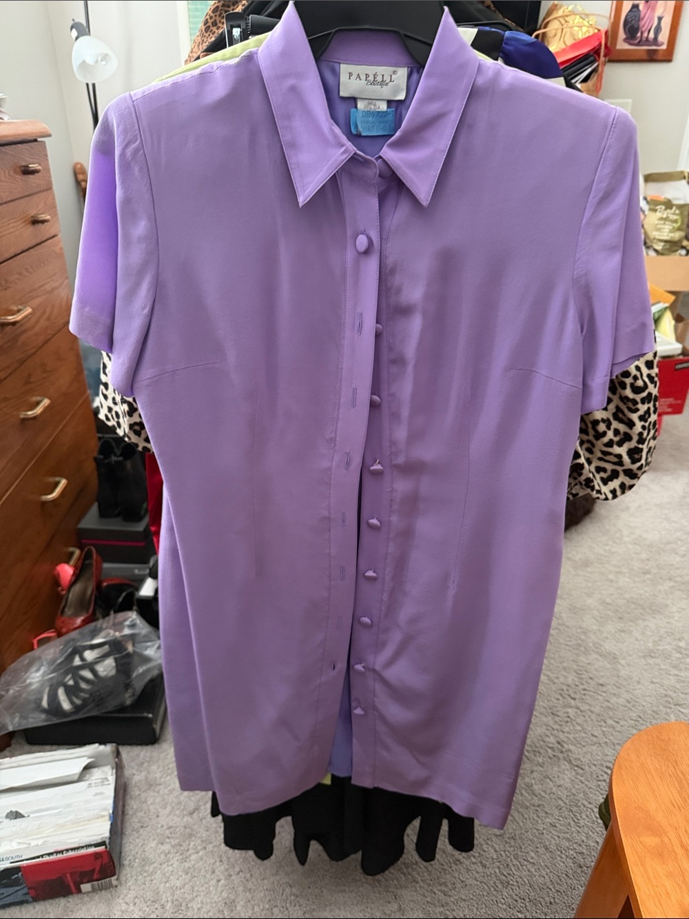 Papell Boutique Lavender Purple Short-Sleeve Blouse